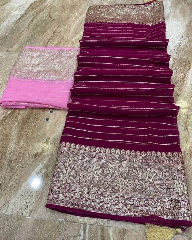 SV Pure Viscose Georgette Party Wear Sarees Wholesale Market In Surat
